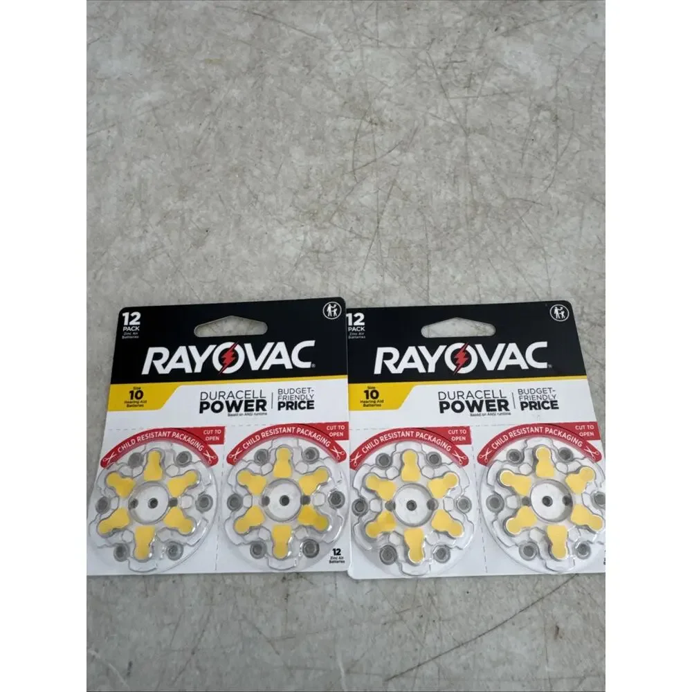 Rayovac Zinc Air Hearing Aid Batteries 12 Pack Size 10 Lot Of Two